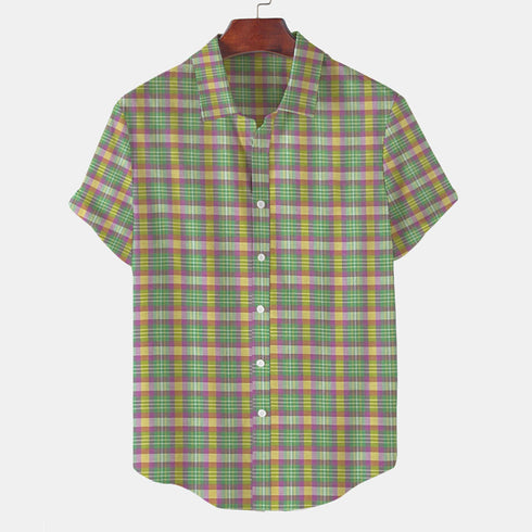 Short Sleeve-Cotton Green Yellow Check