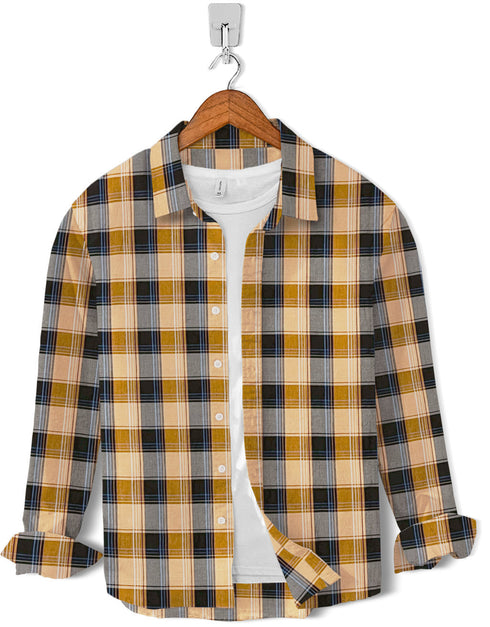 Casual Shirt- Cotton Camel Black Check