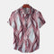 Short Sleeve-Linen Pink Flame Print