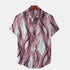 Short Sleeve-Linen Pink Flame Print