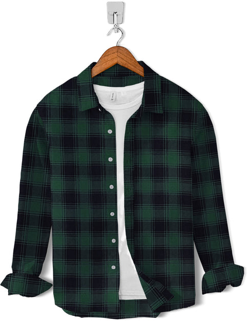 Casual Shirt-Green Black Check Print
