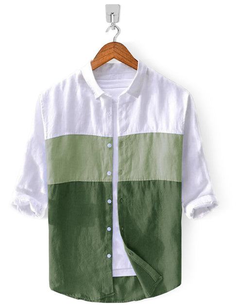 Casual Shirt- White Green Patch