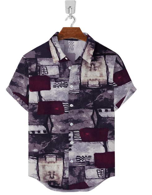 Half Sleeve- Linen Red Block