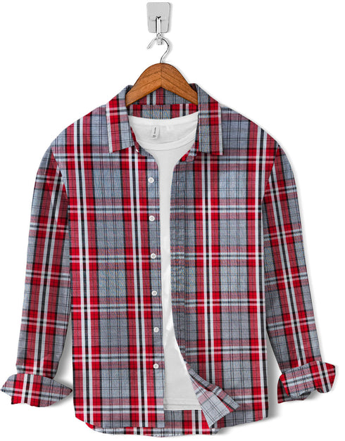 Casual Shirt- Grey Red Line Check