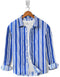 Linen Shirt-Royal White Strips Print