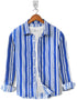 Linen Shirt-Royal White Strips Print
