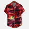 Short Sleeve-Linen Red Sunset Print