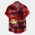 Short Sleeve-Linen Red Sunset Print