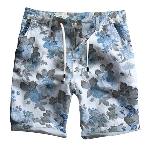 Casual Shorts – White Mix Flower Print