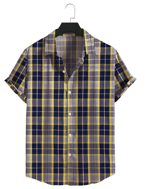 Short Sleeve-Blue Grey Check