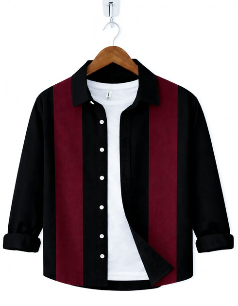 Casual Shirt- Black Red Patch