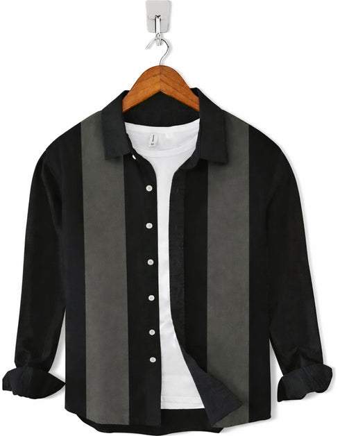 Casual Shirt- Black Grey Patch
