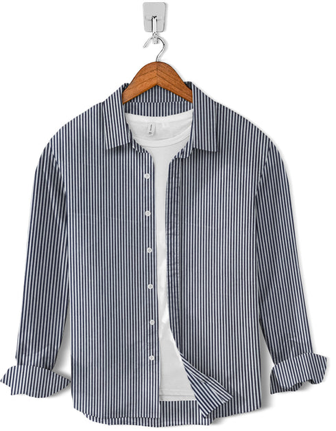 Casual Shirt- Black Narrow Lining