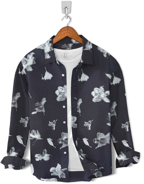 Casual Shirt- Cotton Black Flower Print