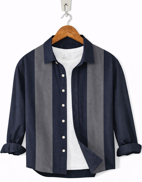 Casual Shirt- Navy Grey Patch
