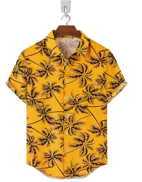 Half Sleeve- Linen Carmel Palm Tree