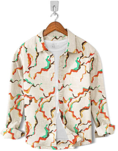Casual Shirt-Cotton Creamy Paint Stroke Print