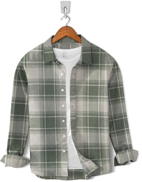 Casual Shirt- Flannel Creamy Olive Check