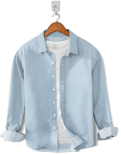 Casual Shirt-Cotton Aqua Ice