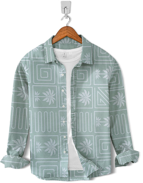Casual Shirt-Green Block Print