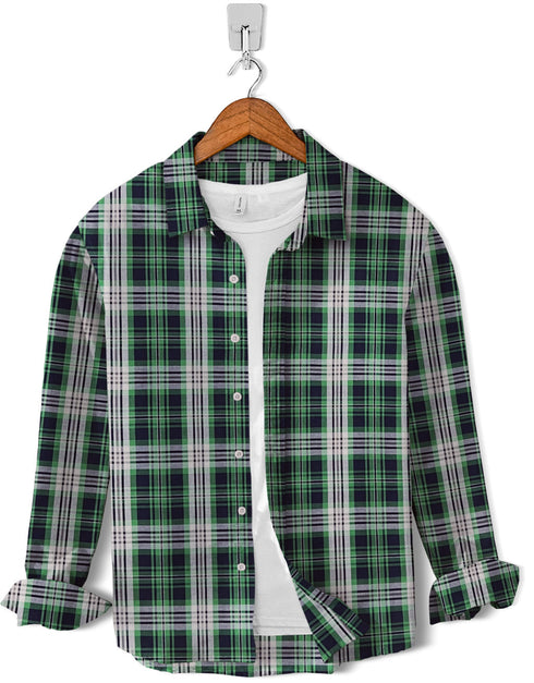 Casual Shirt- Twill Green Blue Check