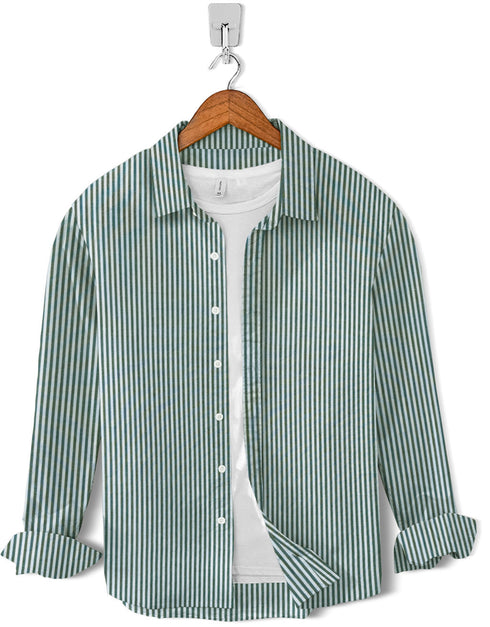 Casual Shirt- Green Narrow Lining