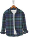 Casual Shirt- Flannel Green Blue White Line Check