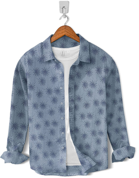 Casual Shirt- Grey Flower Print