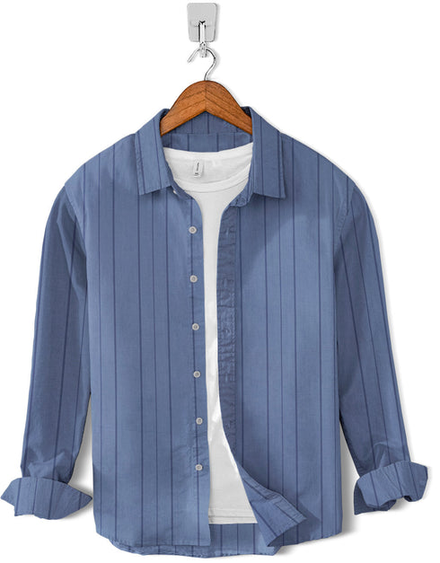 Casual Shirt-Grey Stripe Print