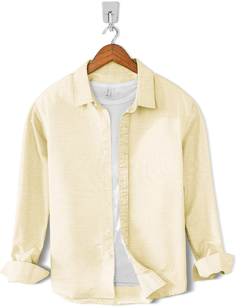 Casual Shirt-Khaddar Fine Mango Creamy