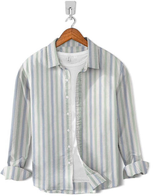 Casual Shirt-Mint Green Stripe