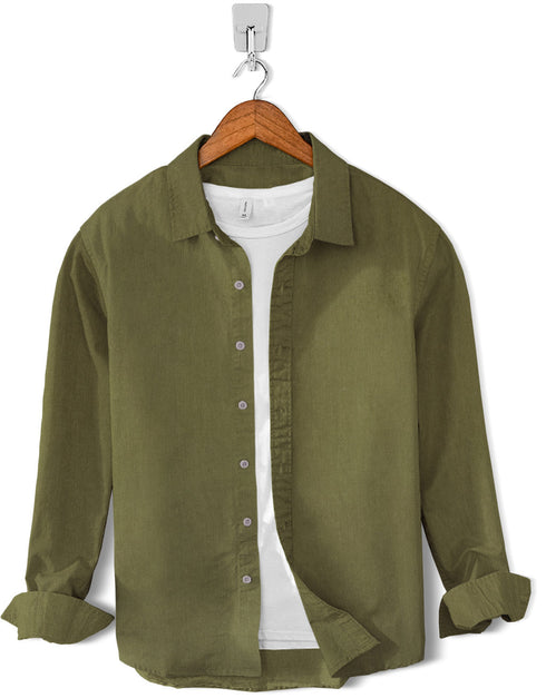 Casual Shirt- Cotton Olive Green