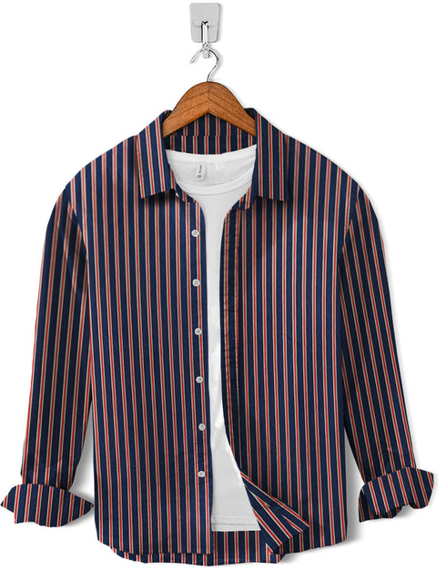Casual Shirt- Red Blue Strip