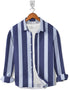 Casual Shirt- Navy White Strip Print