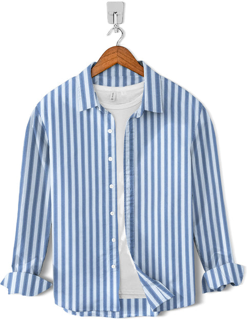 Casual Shirt- Navy Zig Zag Strip