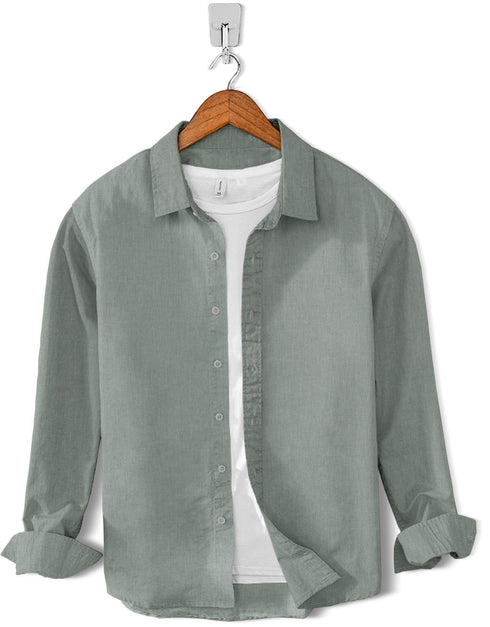 Casual Shirt-Olive Green Chambray