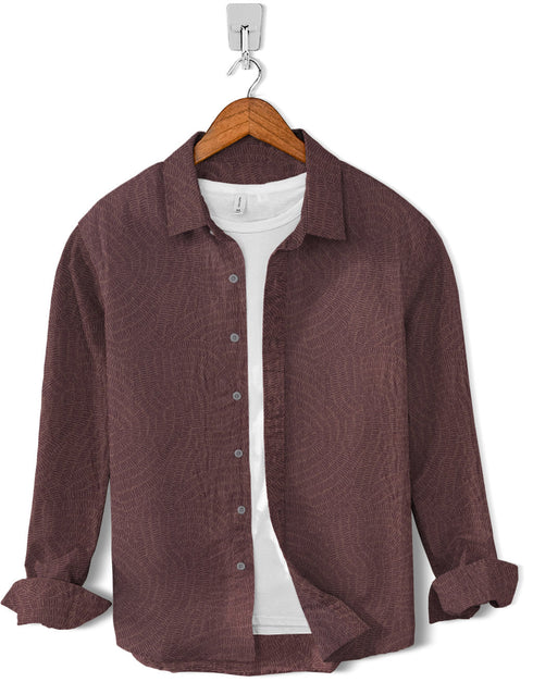 Casual Shirt-Rust Maroon Pattern Print