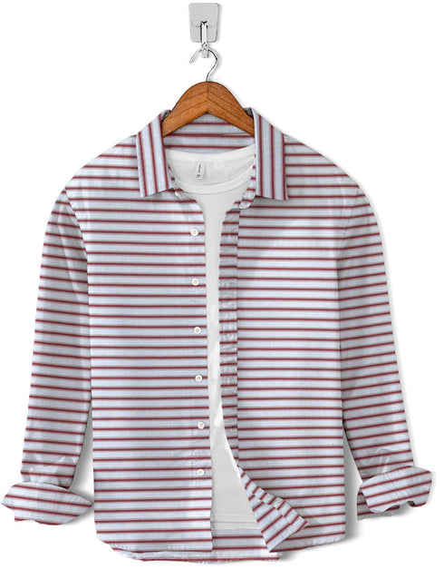 Casual Shirt- Horizontal Red Strip