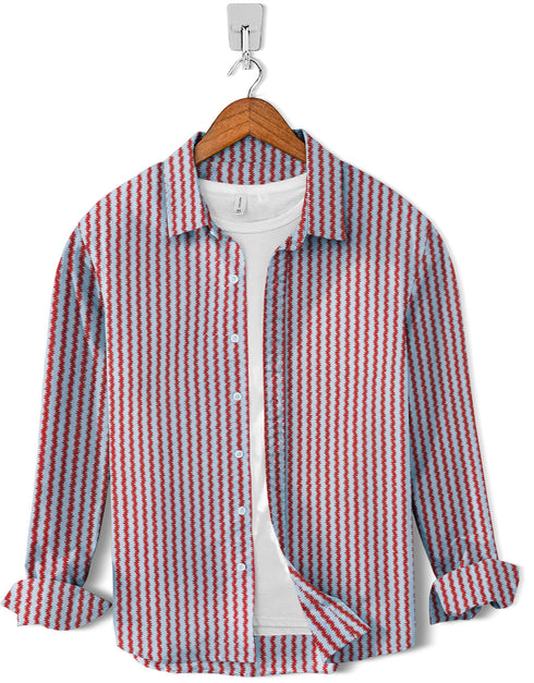 Casual Shirt- Red Zig zag Print