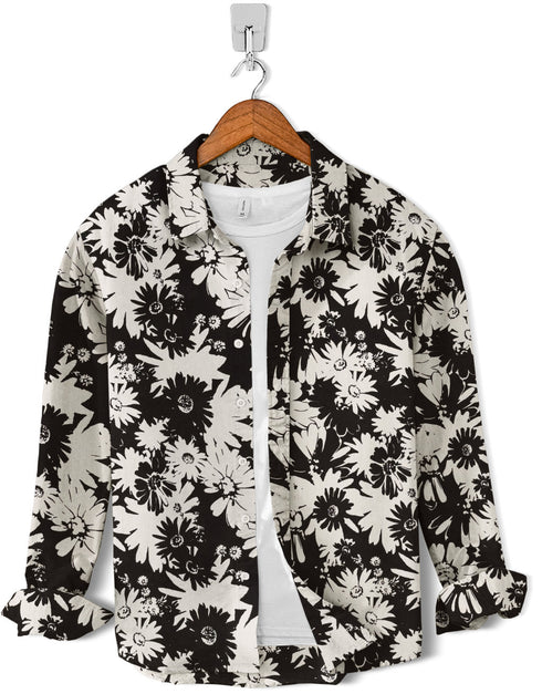 Casual Shirt- Skin Flower on Black