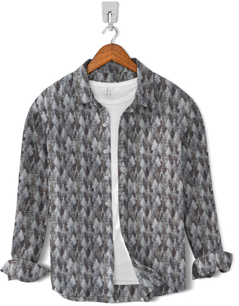 Casual Shirt-Grey Forest Print