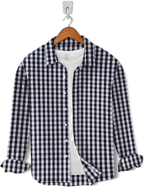 Casual Shirt- White Black Square Check