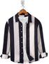 Casual Shirt-Classic Black & White Striped Shirt