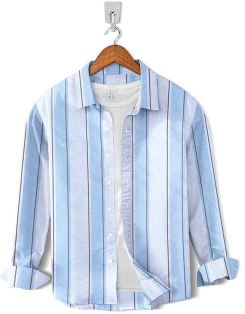 Casual Shirt-Sky Stripe on White
