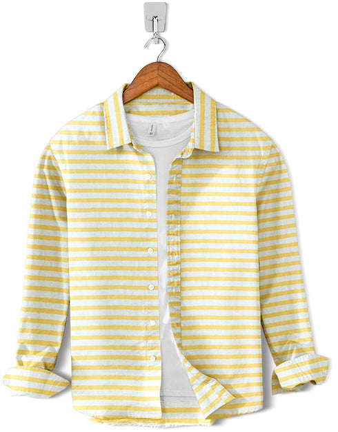 Casual Shirt- Horizontal Yellow White Strip