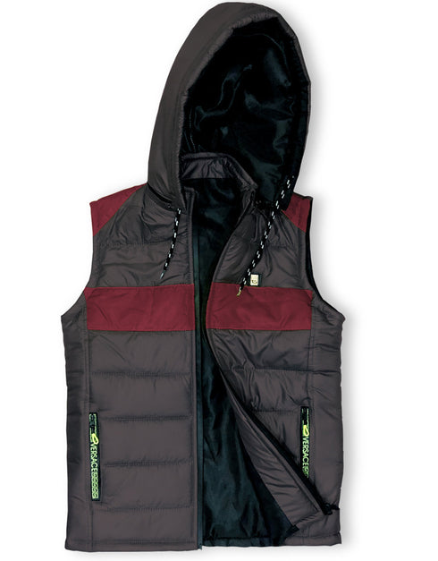 Sleeveless Jacket-Chocolate Red