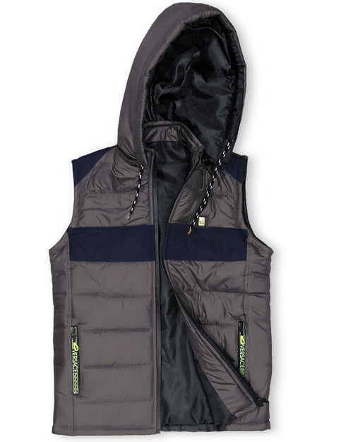 Sleeveless Jacket-Sand Grey Blue