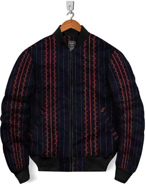 Bomber Jacket-Orange Ethnic Print